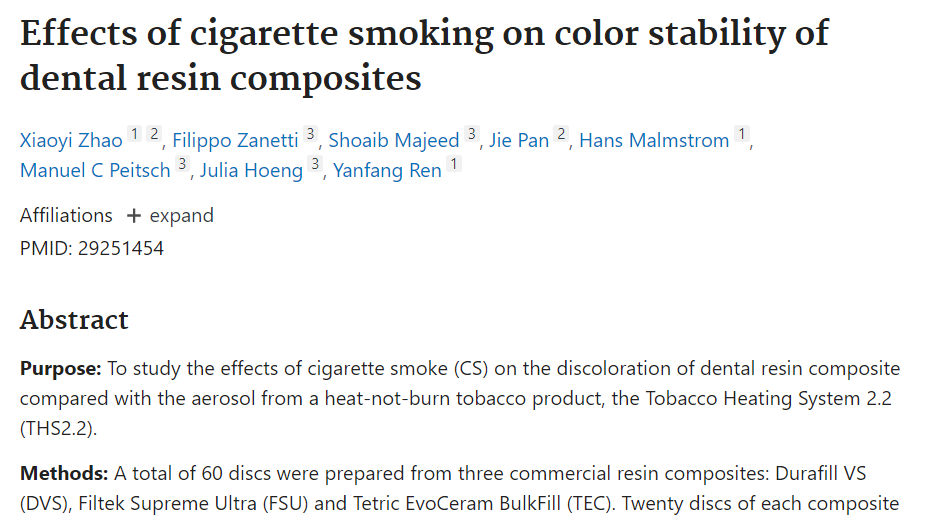 Effects of cigarette smoking on color stability of dental resin composites